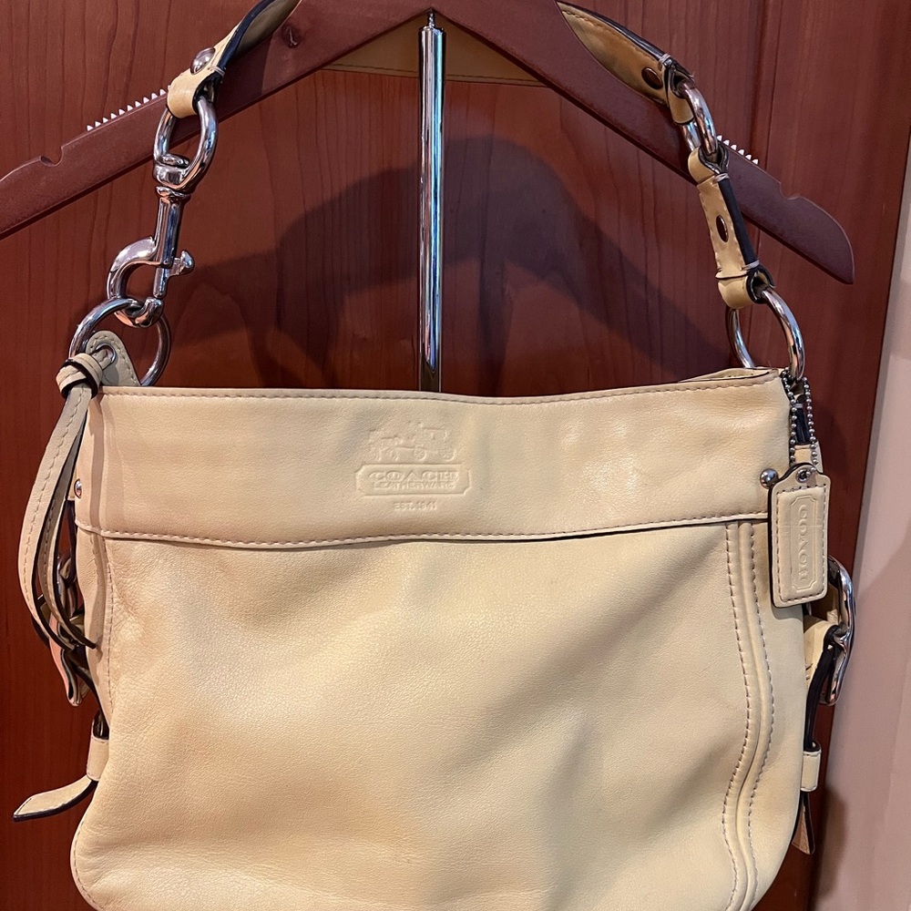 Coach Yellow Leather Shoulder Bag with Silver Hardware - Picture 2 of 11
